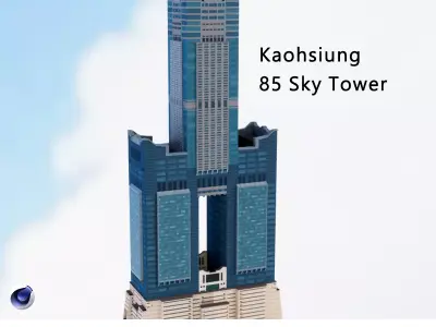 Taiwan Kaohsiung 85 Sky Tower Low-poly 3D model