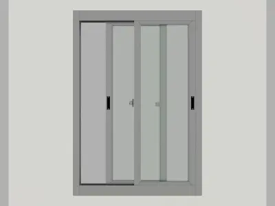 Bathroom Window Aluminium with Ribbed Glass 3D model