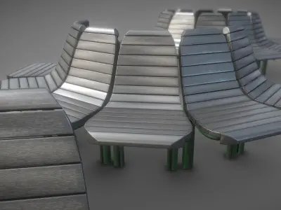  Round Tree Bench - 7 - Aluminum Version 1 Low-poly 3D model