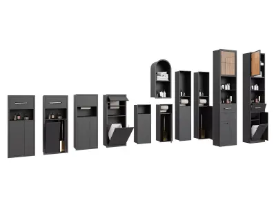 Modern Bathroom Built-in Wall Niches Set 3D model