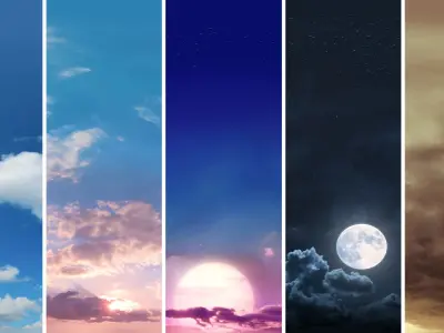 Skies 2 - Matte painting - Panoramas 360 degree Low-poly 3D model