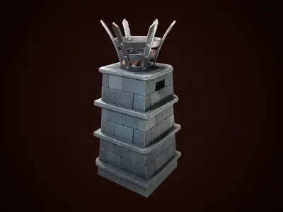 Stylized torch column Low-poly 3D model