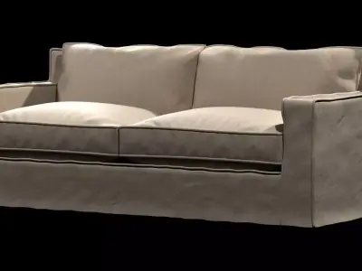 restoration hardware beige capri slipcovered sofa 3D model