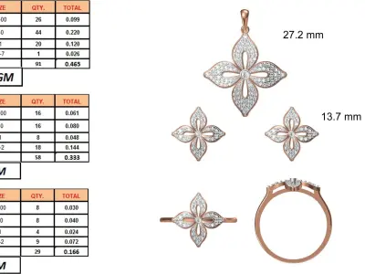 Light wt Ring Earrings Pendant set stl jcd 1-render details 3D print model 20
