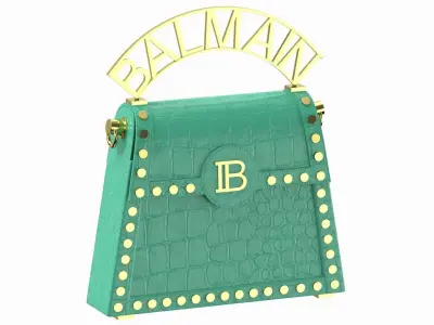Balmain B Buzz Dynasty Small Bag Green Crocodile 3D model
