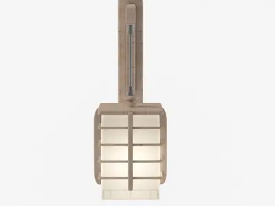 chandelier wooden lantern hanging on wall Low-poly 3D model