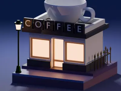 Coffee Shop Free low-poly 3D model buy