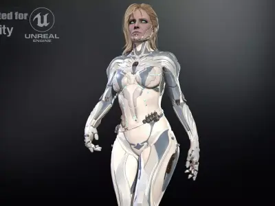 Cyborg assasin Low-poly 3D model