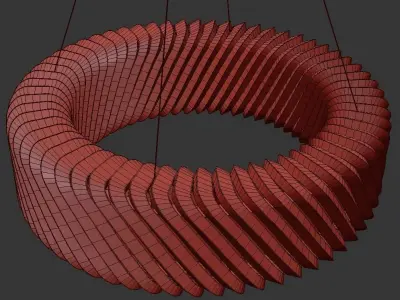 HELIX circular pendant light made of glass and metal 3D model