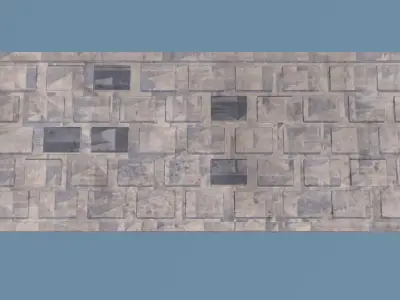 reinforced concrete fence Low-poly 3D model