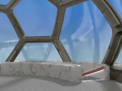 small hexagon dome with an underground entrance 3D model