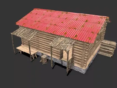 Wooden Cabin Low-poly 3D model purchase