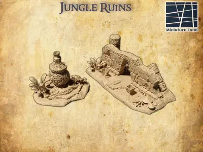 Jungle Ruins Tabletop Terrain 28 MM 3D print model
