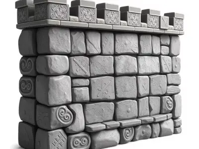 Ancient Stone Wall model pack Low-poly 3D model
