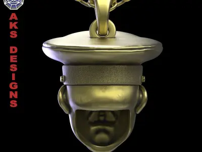 Pendant biker mens jewelry Army captain v152 3D print model