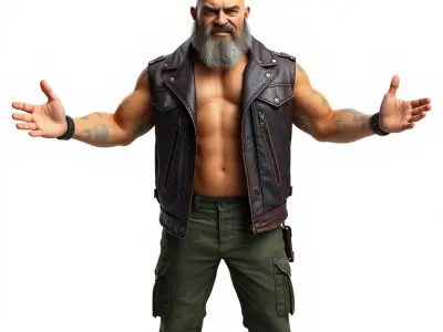 Biker Warrior Rigged and Animated Character D Model Low-poly 3D model