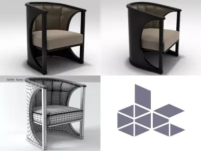 Hoffmann chair with geometric design 3D model