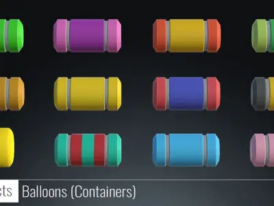 Lowpoly 3D Models of Balloons - Containers Low-poly 3D model