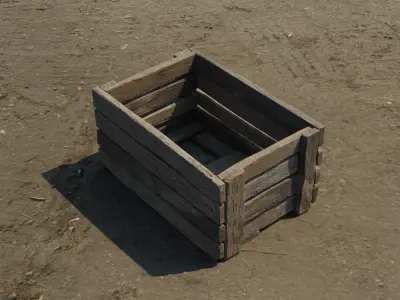 Medieval classic wooden crate Low-poly 3D model