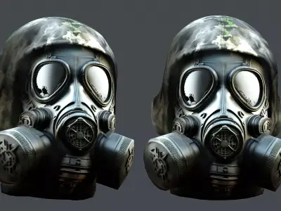 Gas mask helmet 3d model military combat Low-poly  Low-poly 3D model