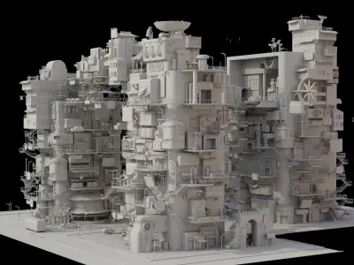 Cyberpunk  city ultimate Pack SCIFI KItBash Low-poly 3D model