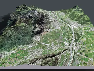 Mountain landscape Liechtenstein 3D model