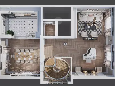 1st floor - Mr L House - Titan6 - Max OBJ SKP FBX Simlab Collada 3D model