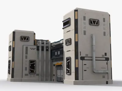 Sci-Fi Industrial x18 Low-poly 3D model