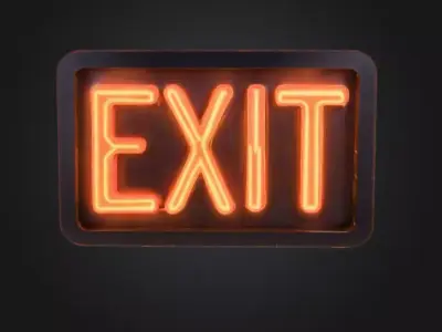 Neon Exit Sign Low-poly 3D model