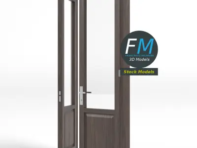 Glass panel double door 3D model