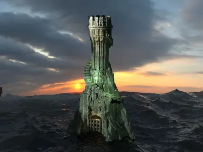 Grey scull Tower 3D model