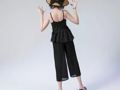 Casual child standing and greeting 3D model