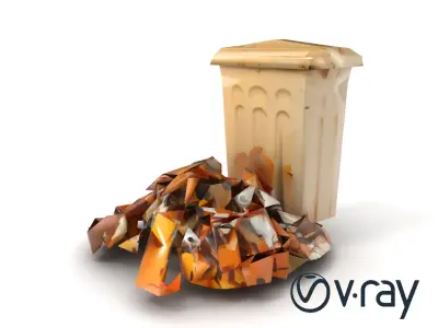 Trash Pile and Bin Debris Scene model pack Low-poly 3D model