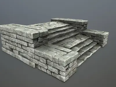 Ruin Stairs Low-poly 3D model