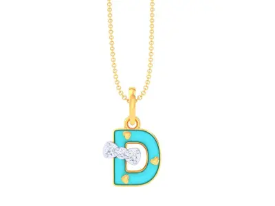 Kids Alphabet D Pendants 3dm STL OBJ FBX Renders Details 3D print model