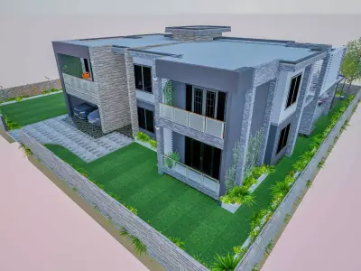 Mansion Exterior and Interior Low-poly 3D model