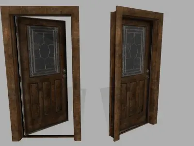 door 2 wooden - wooden Low-poly 3D model