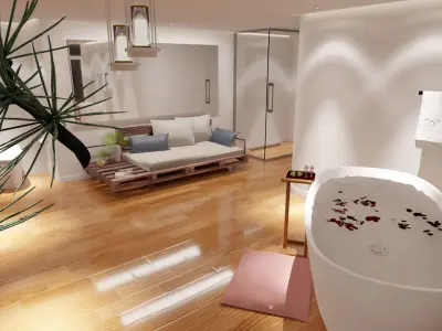 Spacious Bathroom 3D model
