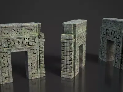 9 Mayan Temple Gates 3D Asset Pack 250812 Low-poly 3D model