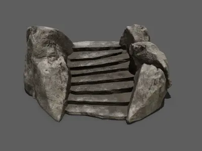 Stairs rock Low-poly 3D model 2