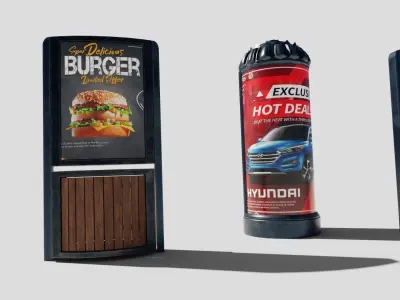 road side advertisements with 4k pbr textures Low-poly 3D model