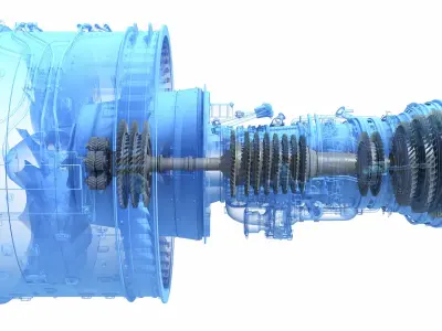  Full and Cutaway Turbofan Engine 