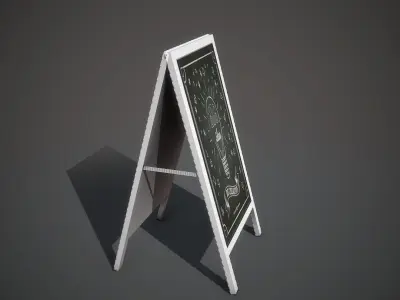 Wooden Banner Low-poly 3D model