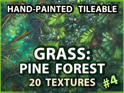Grass Pine Forest Floor --20 TEXTURES-- Hand-painted --PACK 4--- Texture