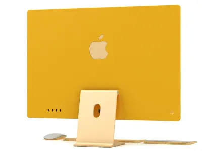 Apple iMac 24 inch 2021 Yellow Low-poly 3D model