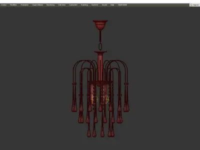 Italian Brass and Murano Glass Teardrop Chandelier Low-poly 3D model