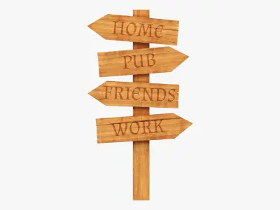 Signboards wooden 02v2 3D model