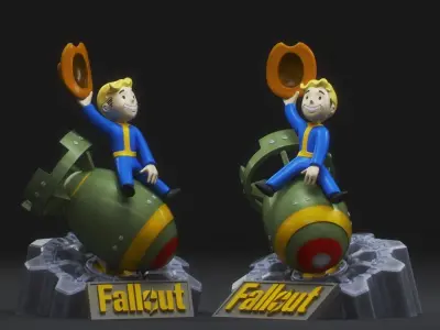 VAULT BOY RIDING NUKE -FALLOUT- 3D print model