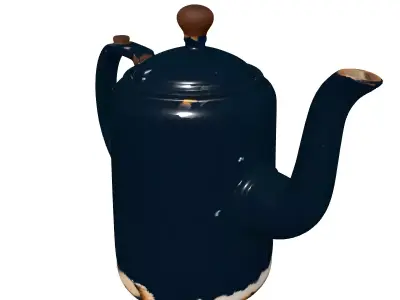 Vintage Blue Enamel Distressed Kettle Low-poly 3D model