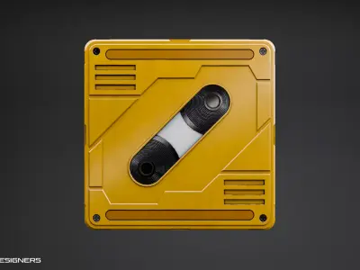 Retro Compact Cassette Tape - Scifi Cassette Tape Low-poly 3D model